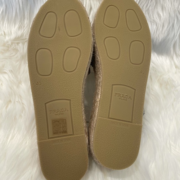 🛍️🛍️SOLD🛍️🛍️AUTHENTIC PRADA LOGO PLATFORM ESPADRILLES SANDALS - Picture 5 of 8
